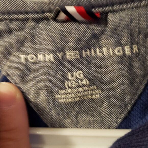 Tommy Hilfiger Boy's Navy White Floral 8 Collared Shirt - Size Large or 12-14 - Picture 3 of 6